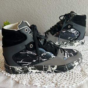 Balenciaga High Top Black & White Marble Sneakers Size 36